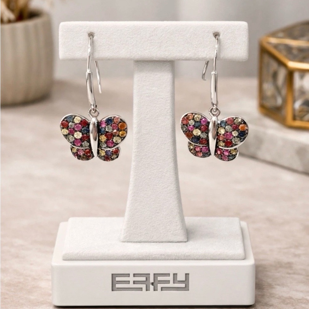 Effy 925 Sterling silver Multicolor Butterfly Drop Earrings Gift